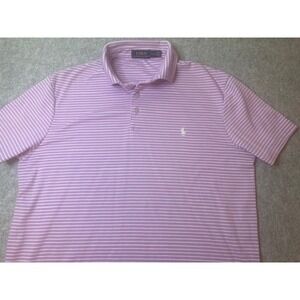 Polo Ralph Lauren Men's Striped Polo Shirt Purple &‎ White Sze Large